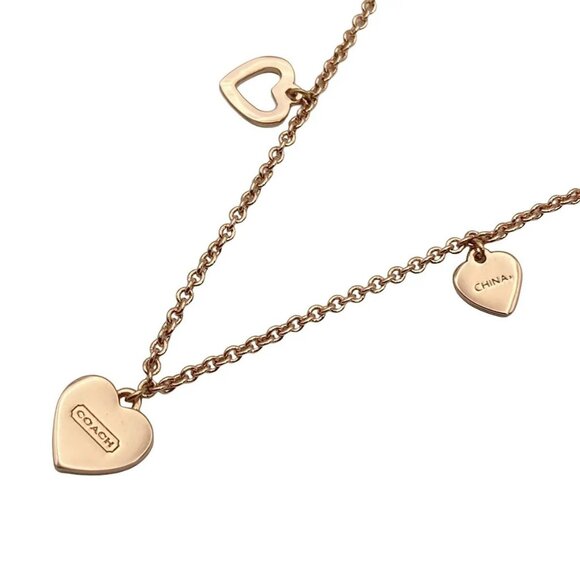 Auth COACH - Rose Gold Hardware Rhinestones Necklace - Picture 3 of 4